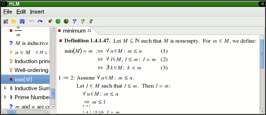 Implicit definition of the minimum of a set of natural numbers